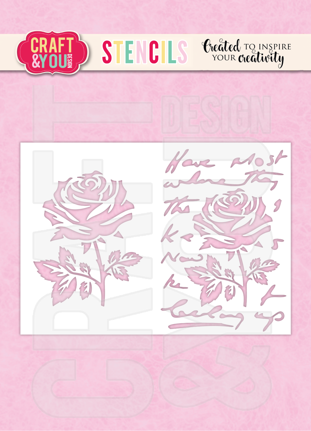 SC011 Stencil Rose on the letters Craft & You Design
