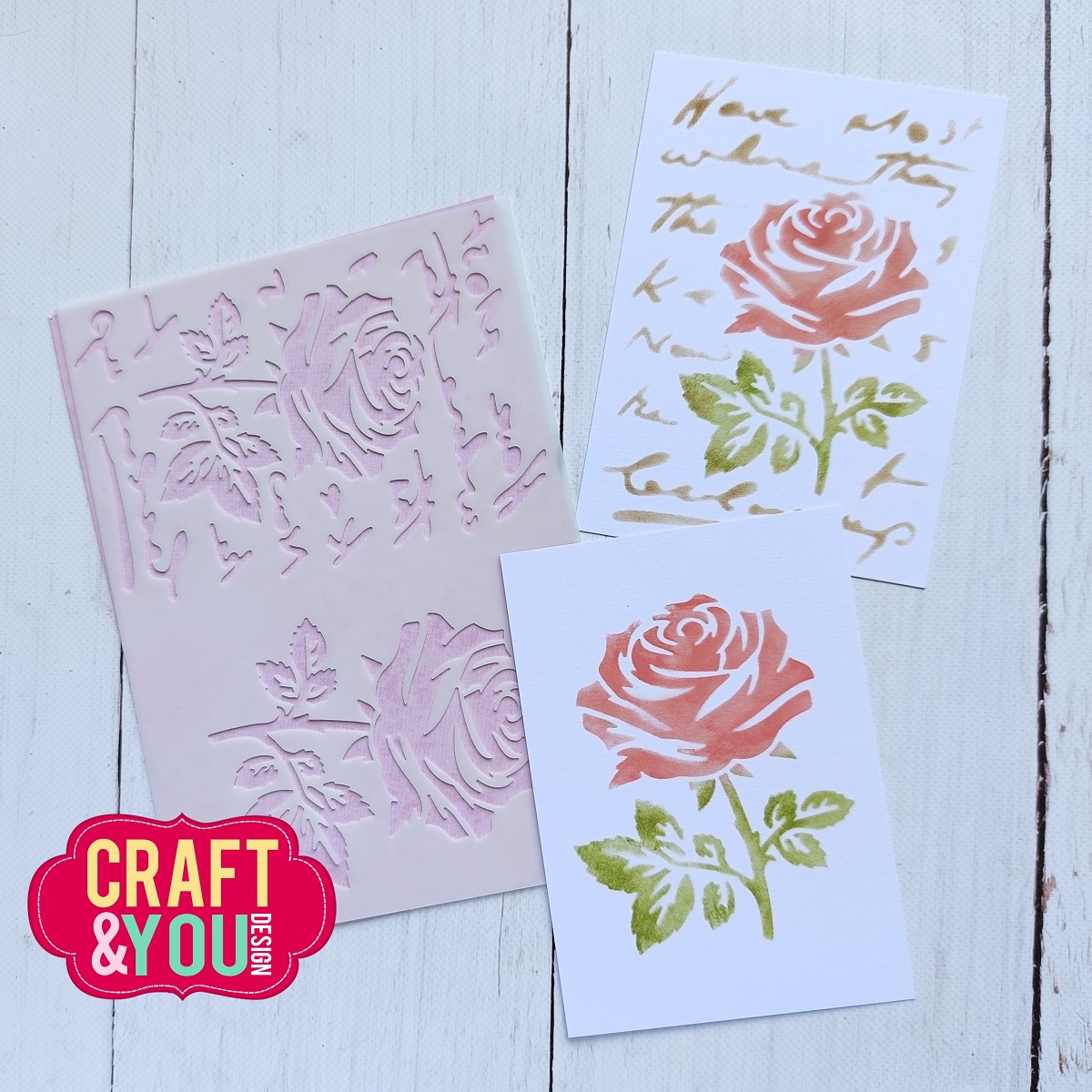 SC011 Stencil Rose on the letters Craft & You Design
