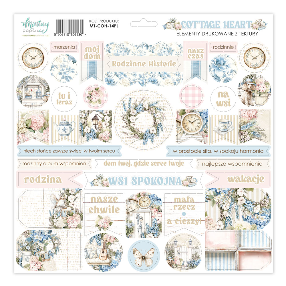 MT-COH-14PL COTTAGE HEART- Paper stickers - Berrmata elements - PL version