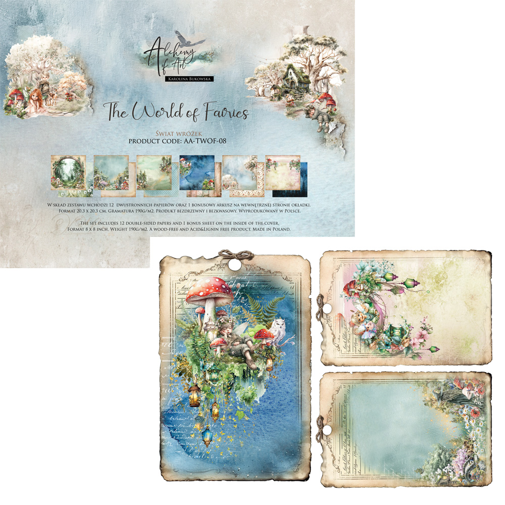 AA-TWOF-08 Alchemy of Art - 8x8'' - A SET OF PAPERS 20,3x20,3cm -In World of fairies