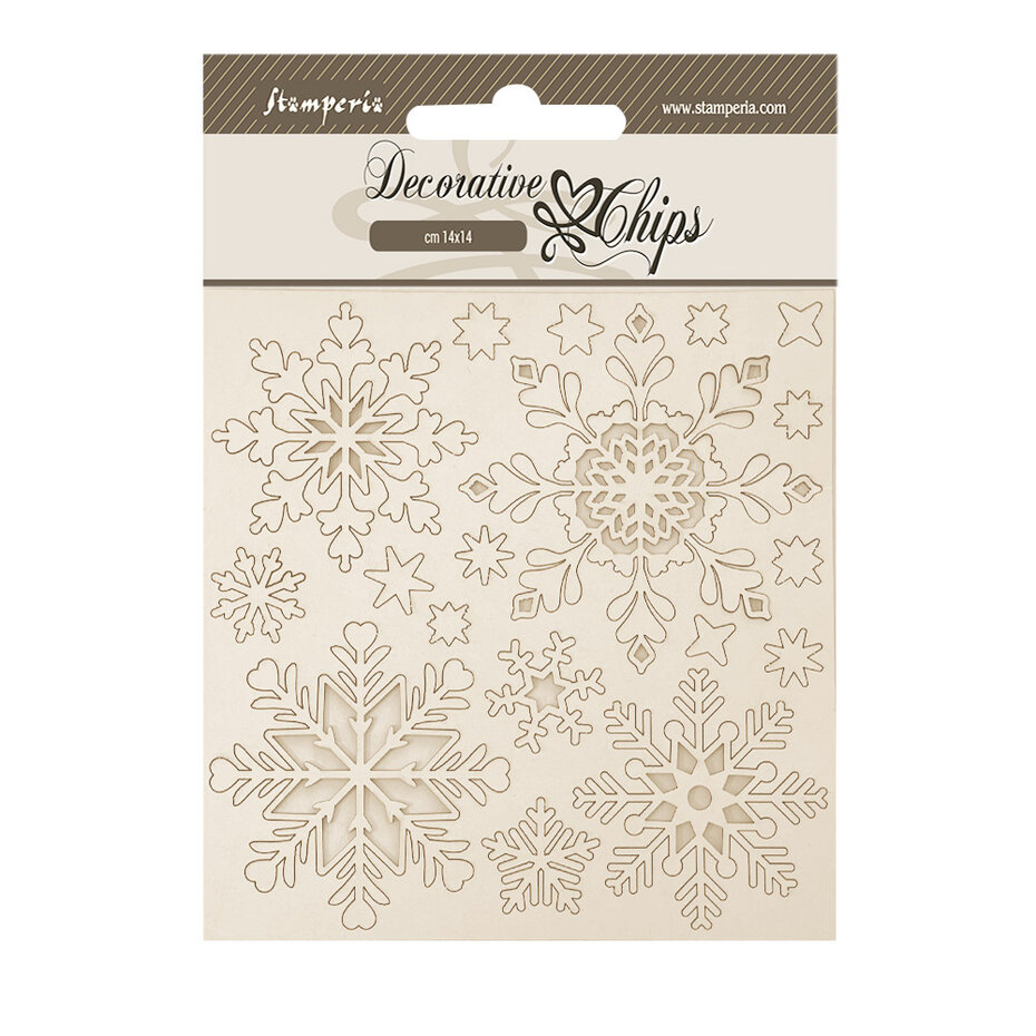 SCB273 Stamperia The Owl's House Decorative Chips Snowflakes