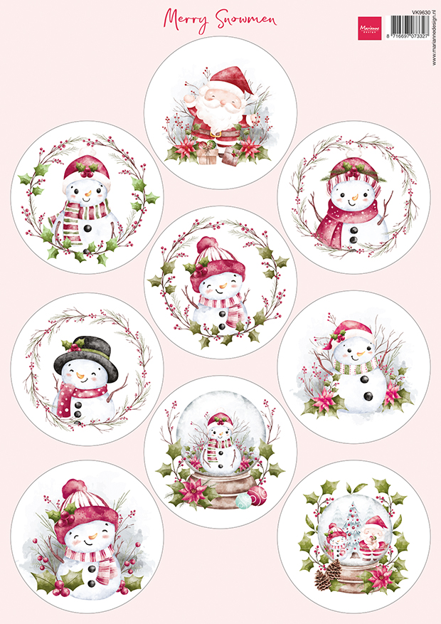 VK9630 one side paper A4 Marianne Design- Merry Snowmen 7 cm