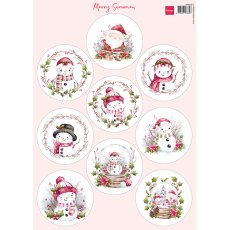 VK9630 one side paper A4 Marianne Design- Merry Snowmen 7 cm