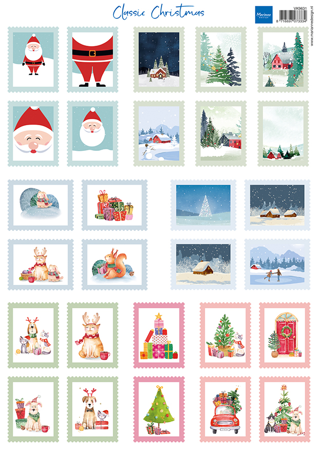 VK9631 one side paper A4 Marianne Design-Classic Christmas