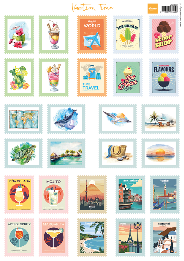 VK9633 one side paper A4 Marianne Design-Vacation Time