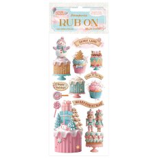 DFLRB175 Stamperia  Candy ChristmasRub-on 4x8,5 Inch   Cakes