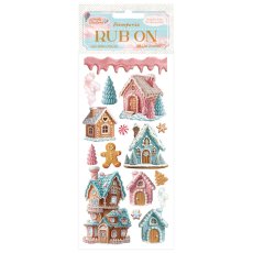 DFLRB176 Stamperia  Candy ChristmasRub-on 4x8,5 Inch Marzipan Houses