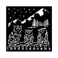 KSTDQ125 Stamperia The Owl's House Thick Stencil 18x18cm Owls