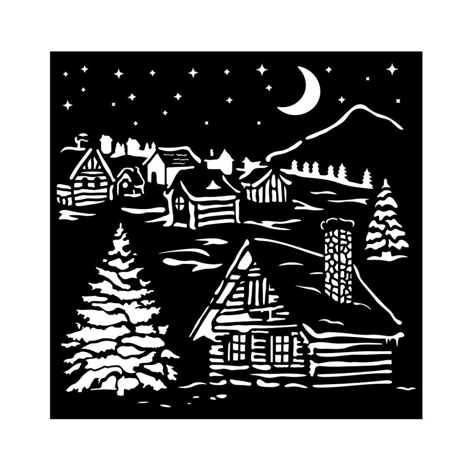 KSTDQ126 Stamperia The Owl's House Thick Stencil 18x18cm Cottage