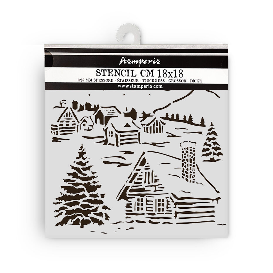KSTDQ126 Stamperia The Owl's House Thick Stencil 18x18cm Cottage