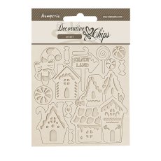 SCB272  Stamperia Candy Christmas Decorative Chips Marzipan Houses