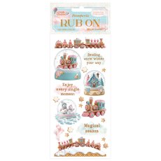 DFLRB174 Stamperia  Candy ChristmasRub-on 4x8,5 Inch Snowglobes