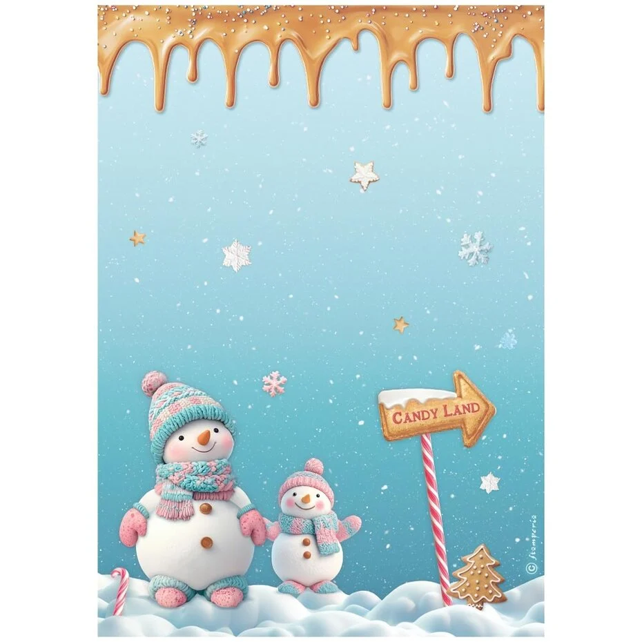 DFSA41047 Candy Christmas A4 Rice Paper-Snowmen