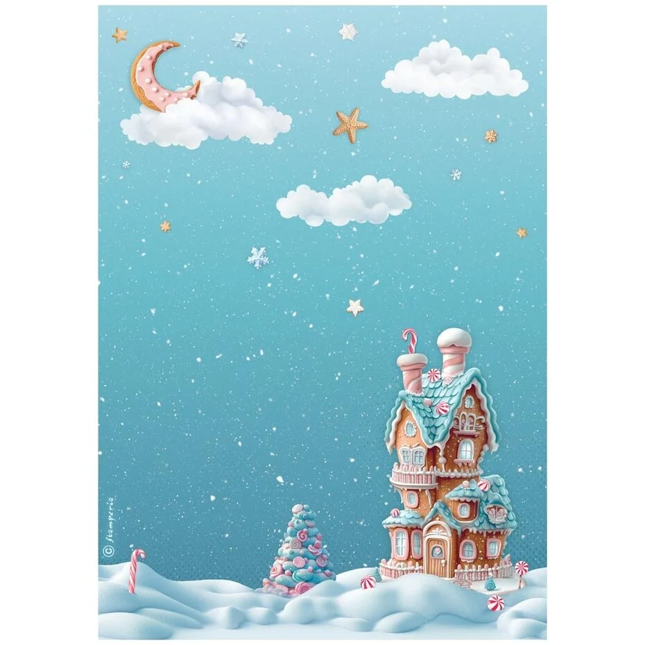 DFSA41049 Candy Christmas A4 Rice Paper-Marzipan House