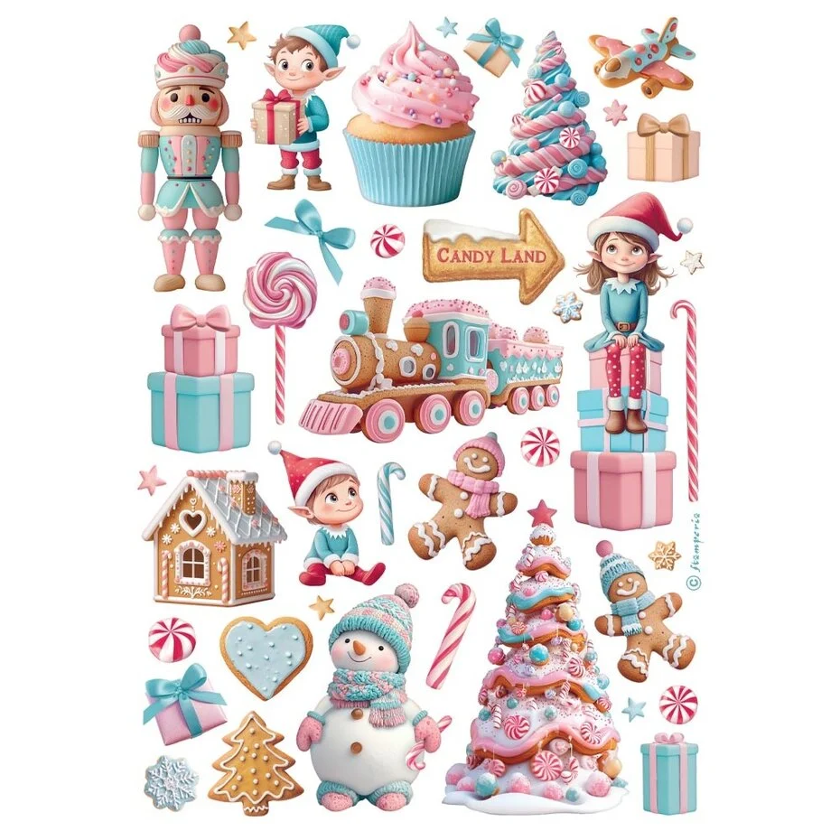 DFSA41050 Candy Christmas A4 Rice Paper-Elements