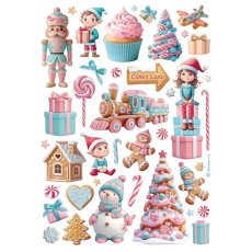 DFSA41050 Candy Christmas A4 Rice Paper-Elements