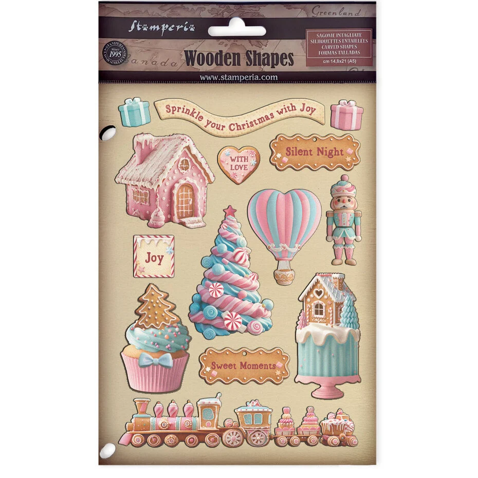 KLSP186 Stamperia Candy Christmas A5 Colored Wooden Shape