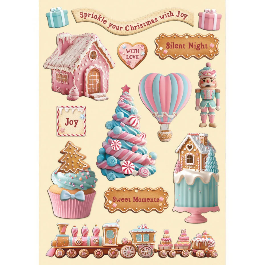 KLSP186 Stamperia Candy Christmas A5 Colored Wooden Shape