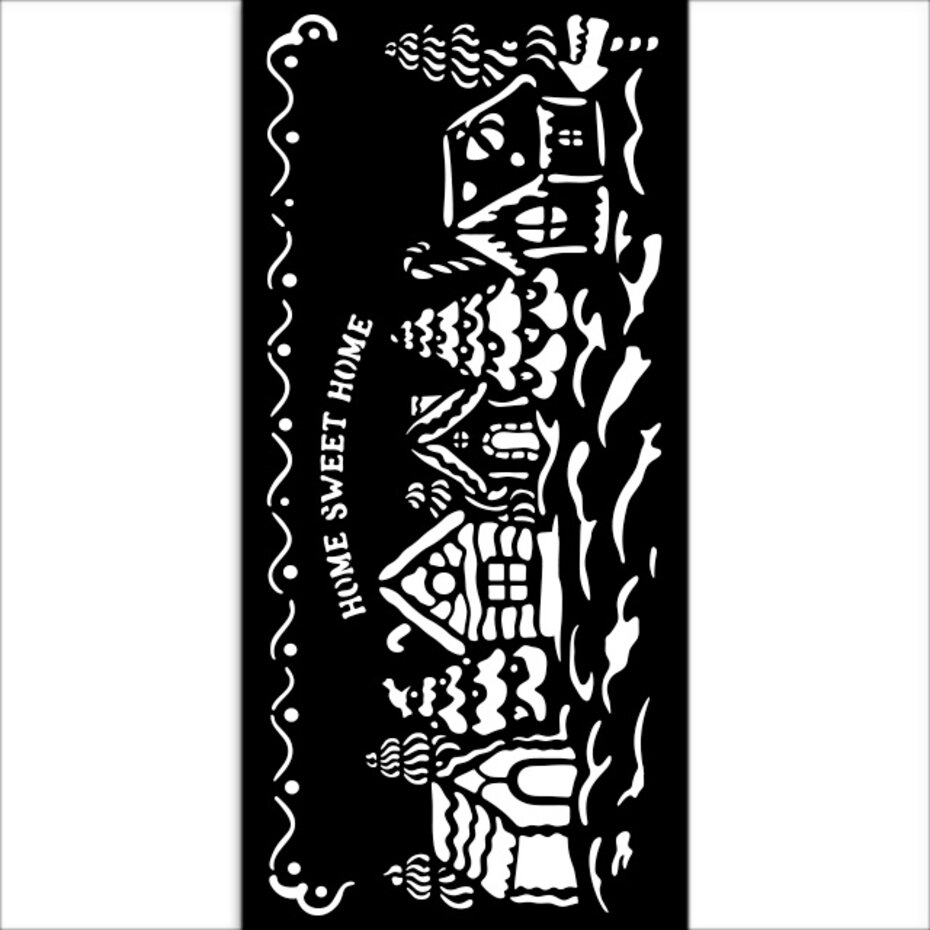 KSTDL123 Stamperia The Owl's House Thick Stencil 12x25cm - Village