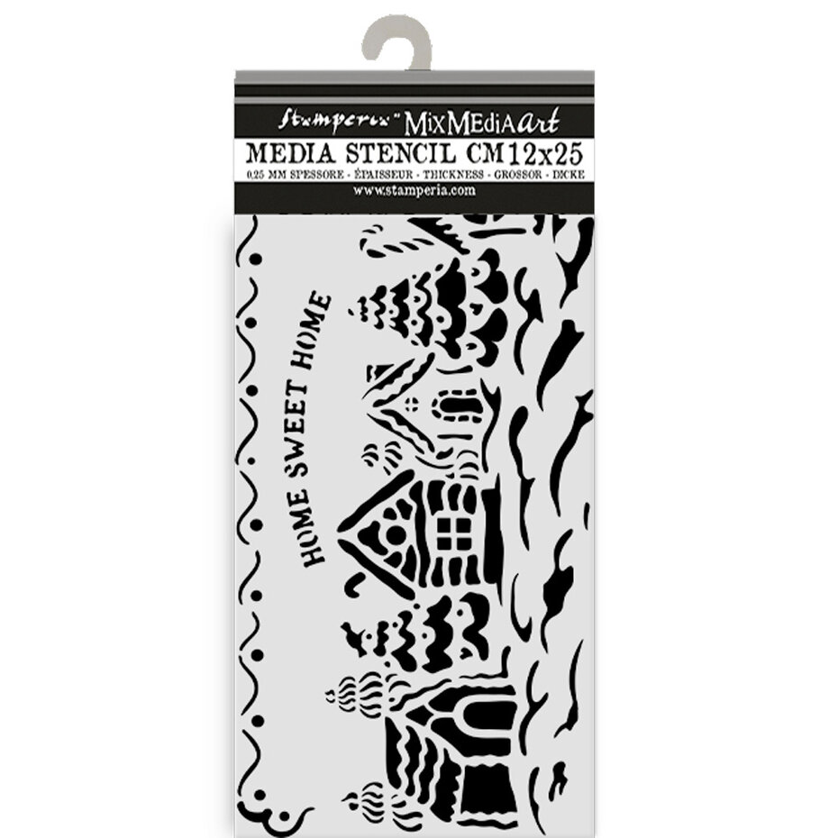 KSTDL123 Stamperia The Owl's House Thick Stencil 12x25cm - Village