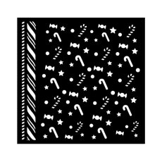 KSTDQ124 Stamperia Candy Christmas  Thick Stencil 18x18cm Candycanes Pattern
