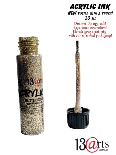 ARTACRI04 ACRYLIC INK Glitter Old Gold 20ml - NEW bottle!