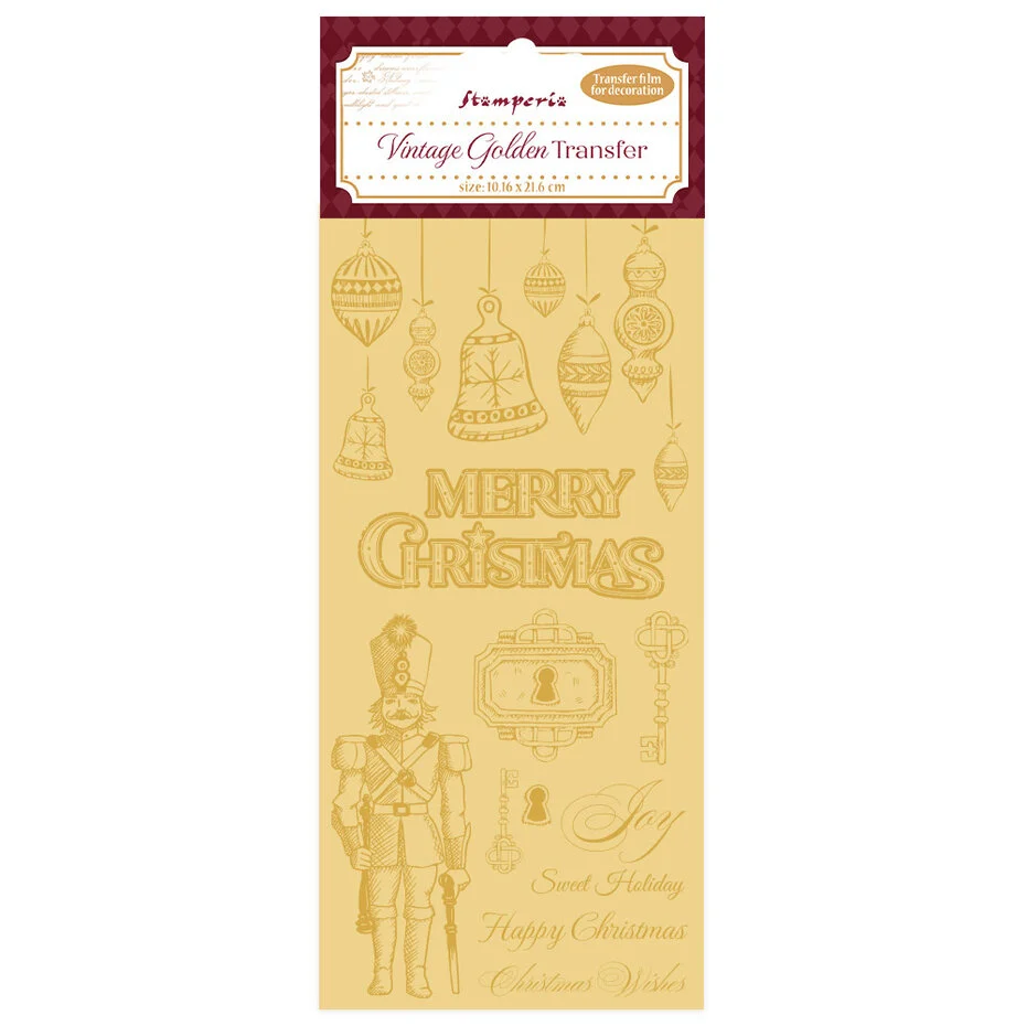 DFLRGT06 Vintage Golden Transfer Merry Christmas