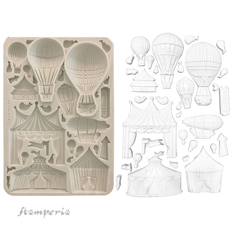 KACMA568 Stamperia Alice in Christmas A5 Silicon Mould Circus and Air Balloons