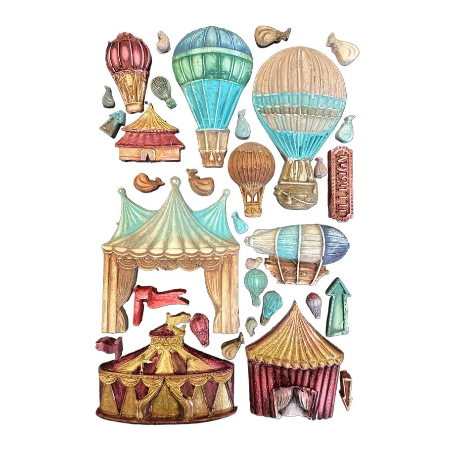 KACMA568 Stamperia Alice in Christmas A5 Silicon Mould Circus and Air Balloons