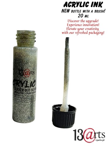 ARTACRI05 ACRYLIC INK Glitter Old Silver 20ml - NEW bottle!