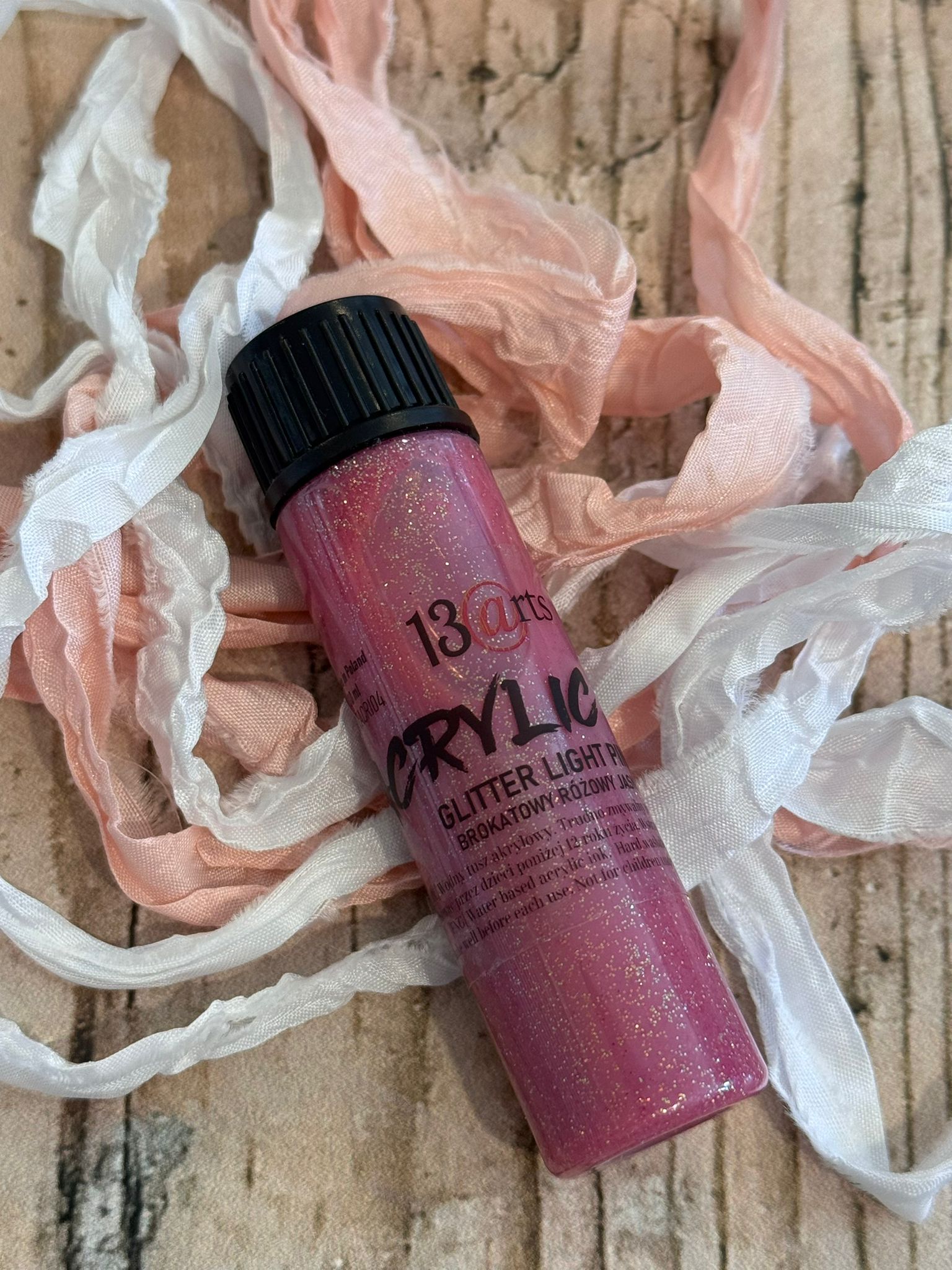 ARTACRI07 ACRYLIC INK Glitter Light Pink 20ml - NEW bottle!