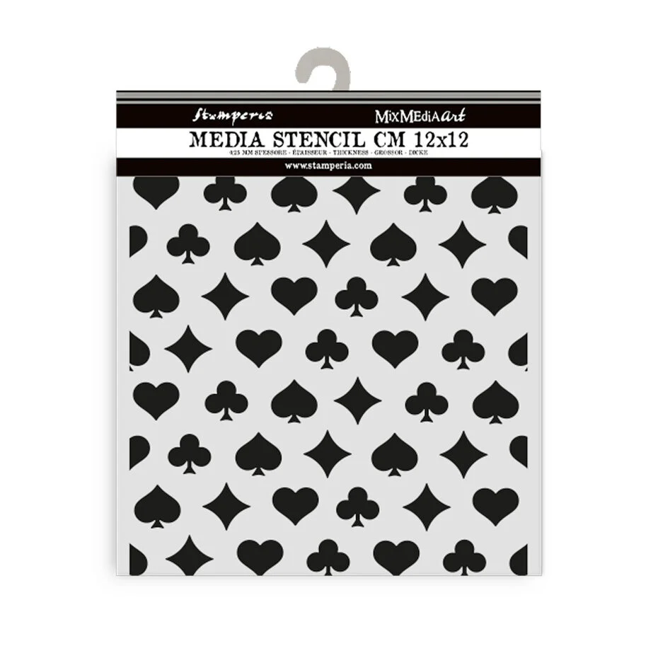 KSTDS55 Stamperia Alice in Christmas Thick Stencil 12x12cm- Poker Cards
