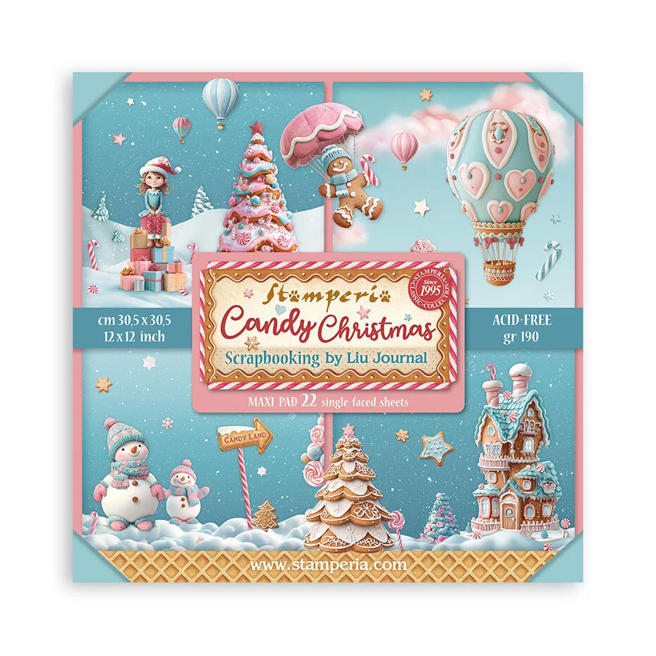 SBBXLB27 Stamperia Candy Christmas 12x12 Inch Paper Pack Maxi (Single Face)