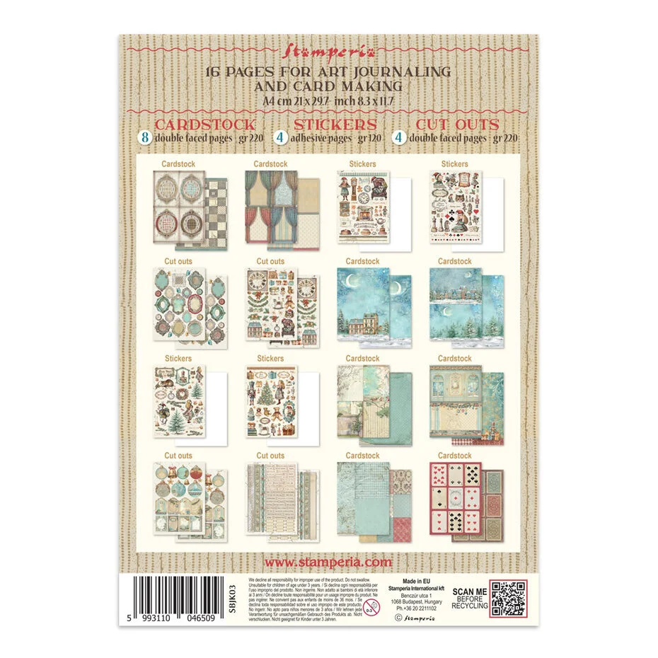 SBJK03 Alice in Christmas Junk Journal Backgrounds, Stickers, Cut-Outs