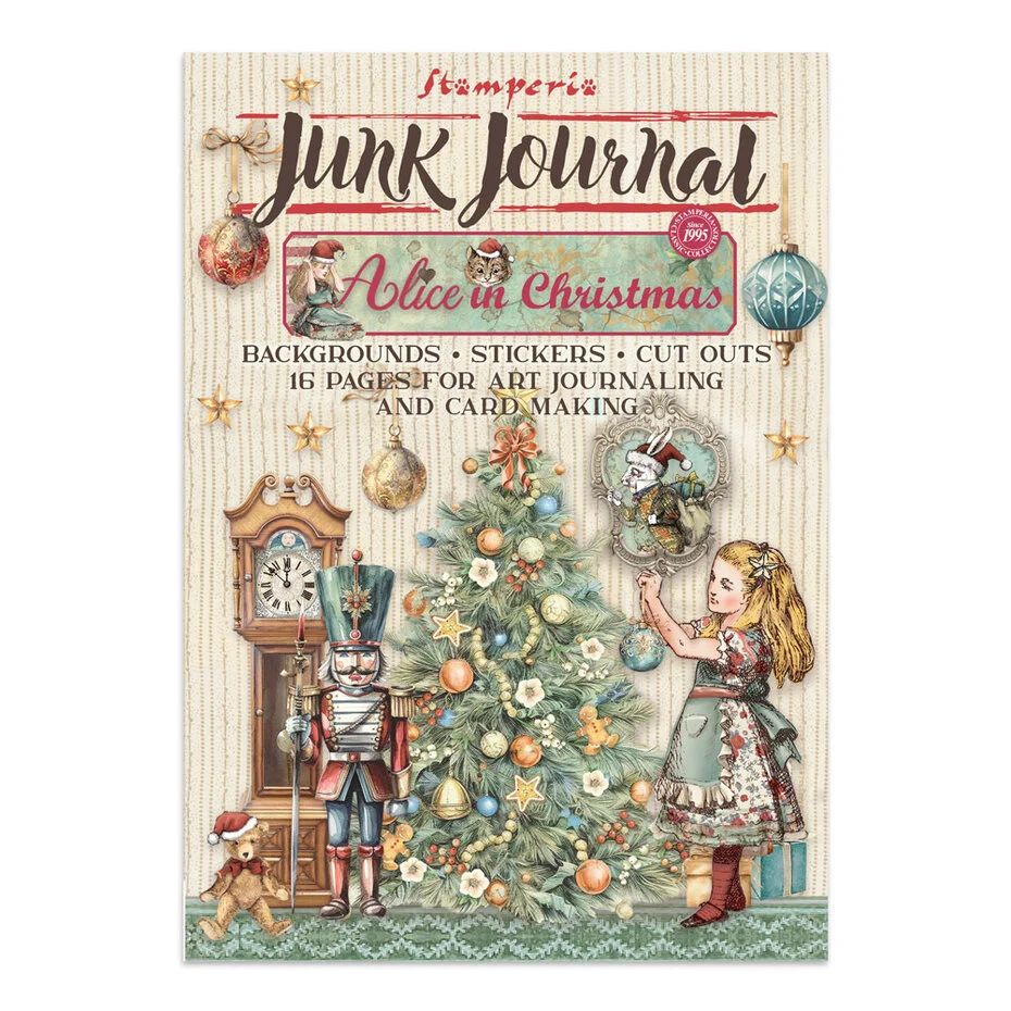 SBJK03 Alice in Christmas Junk Journal Backgrounds, Stickers, Cut-Outs