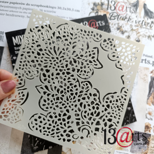 ARTBLV16 Stencil Lace elegance, BLACK VELVET