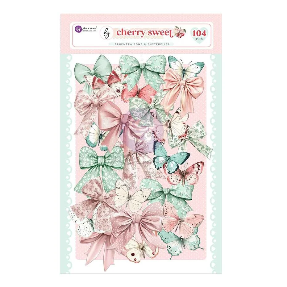 PM981983 Prima Marketing Cherry Sweet Ephemera Bows & Butterflies(104pcs)
