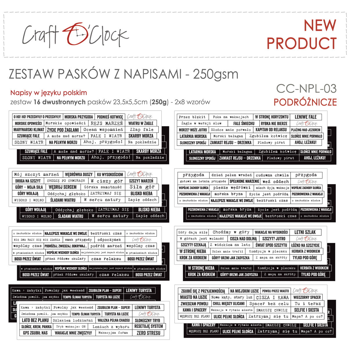 CC-NPL-03 NAPISY POLSKIE - zestaw PASKÓW - 03 - PODRÓŻNICZE