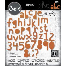 663074 Sizzix • Die Set 102pcs Alphanumeric Cutout Lower by Tim Holtz
