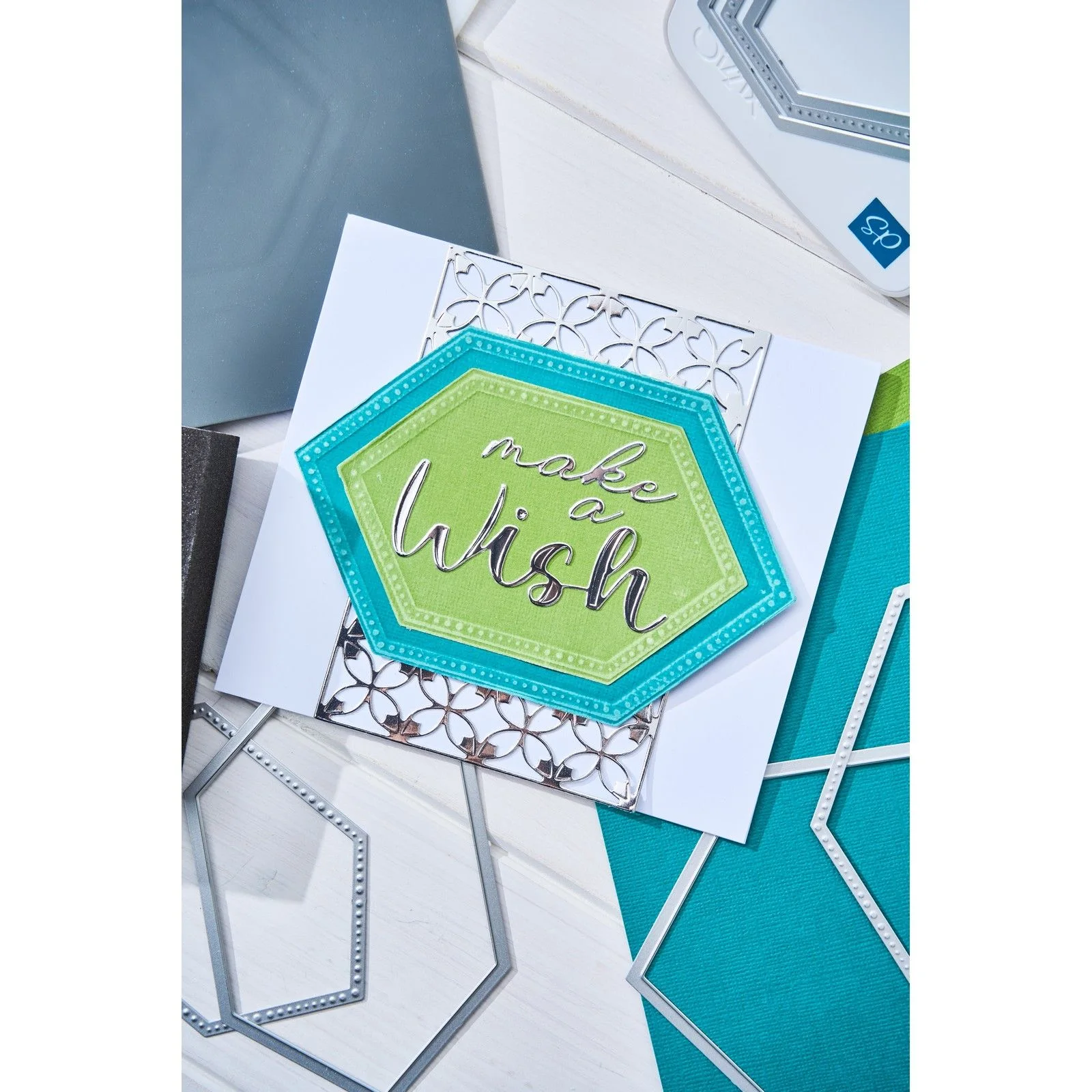 666844 Sizzix •Framelits Die Set 10pcs - Reversed Belinda Stitched Hexagons by Stacey Park