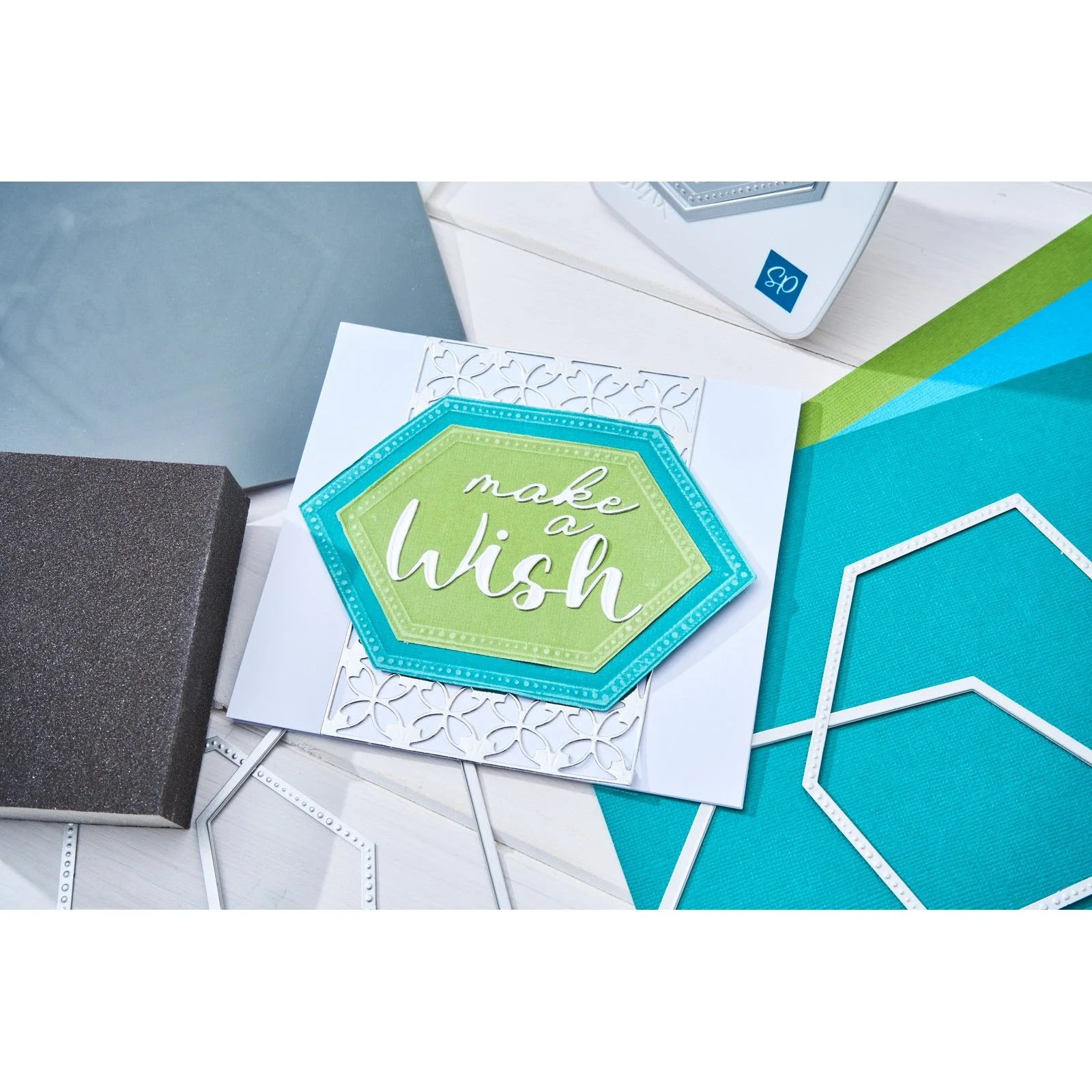 666844 Sizzix •Framelits Die Set 10pcs - Reversed Belinda Stitched Hexagons by Stacey Park