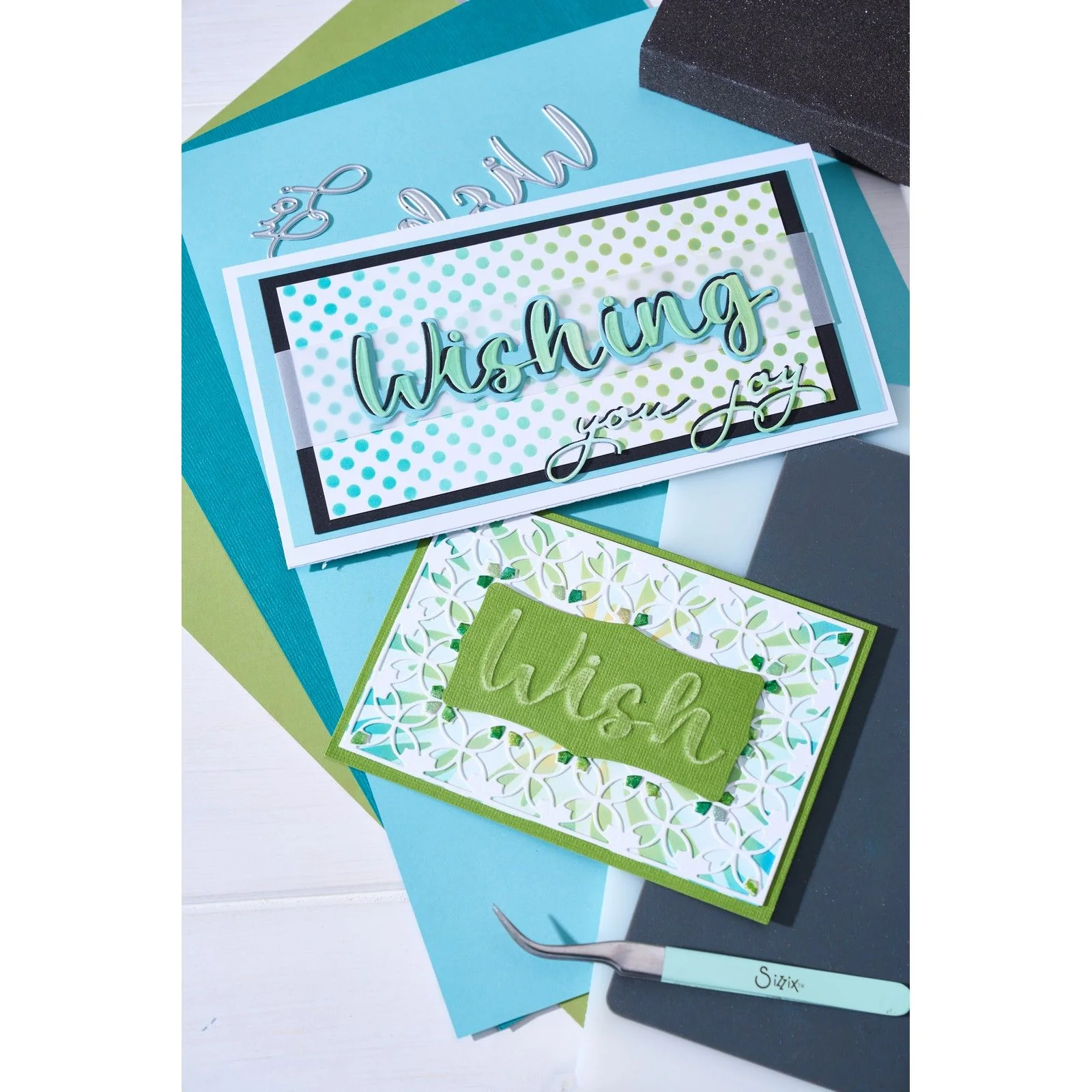 666847 Sizzix •Framelits Die Set 8pcs - Reversed Doris Dotted Top Note by Stacey Park