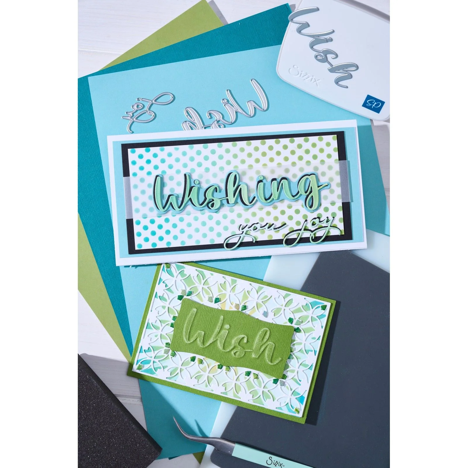 666897 Sizzix •Thinlits Die Set 3pcs Wrappings & Trim Front by Stacey Park