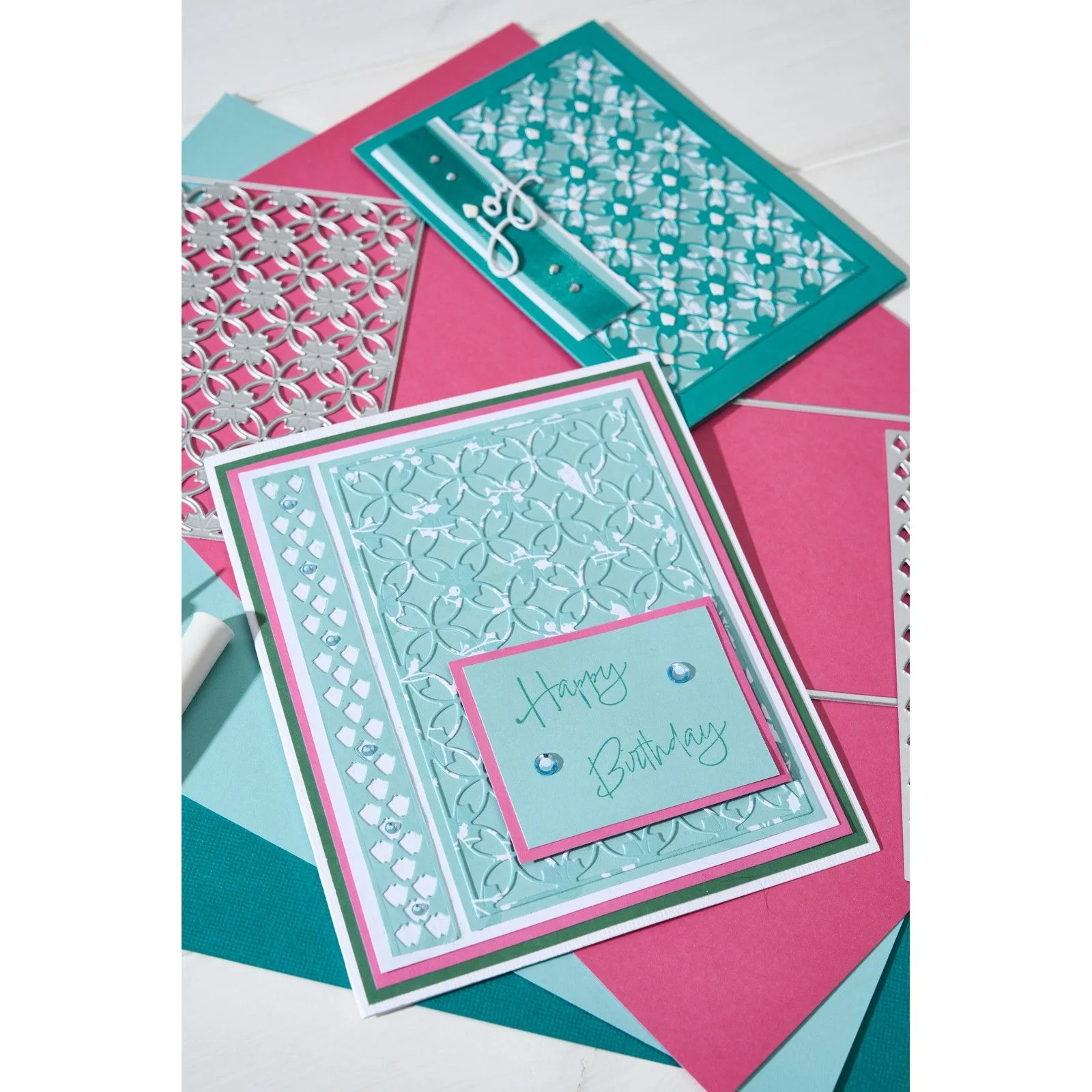 666897 Sizzix •Thinlits Die Set 3pcs Wrappings & Trim Front by Stacey Park