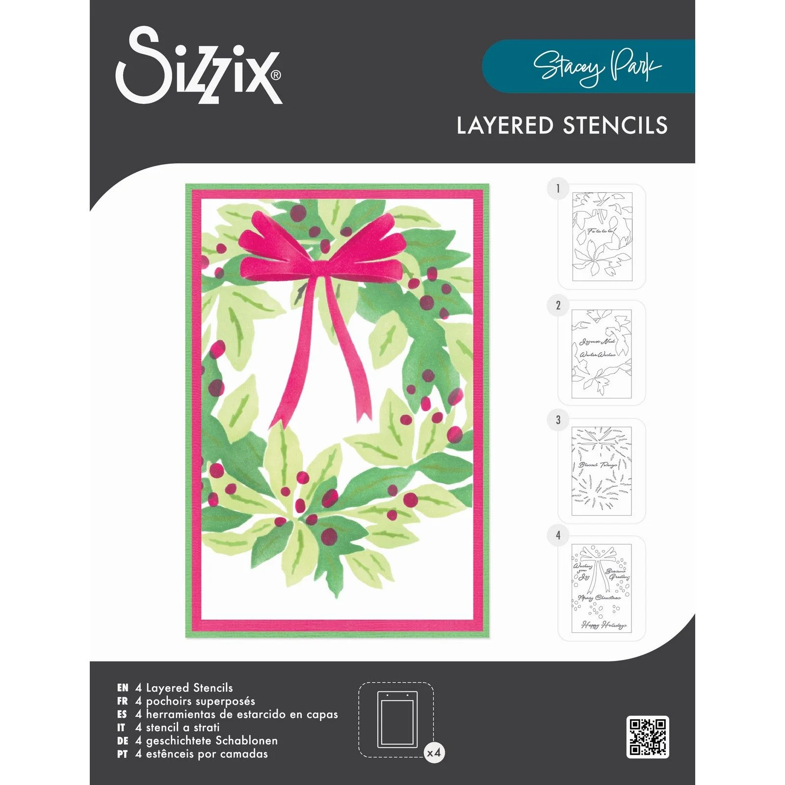 666903 Layered A6 Stencil 4pcs A Wreath in Time by Stacey Park