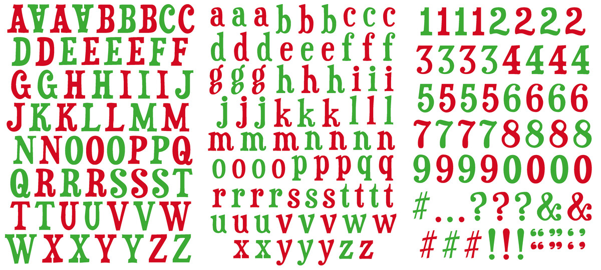 ACSAS0001 Vintage Christmas 6x8 Inch Alphabet Stickers (3pcs)