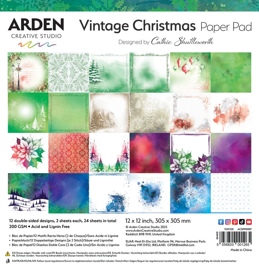 ACSPP0007 Vintage Christmas 12x12 Inch Paper Pad