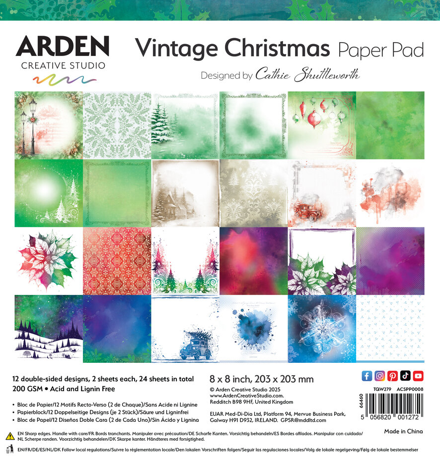 ACSPP0008 Vintage Christmas 8x8 Inch Paper Pad