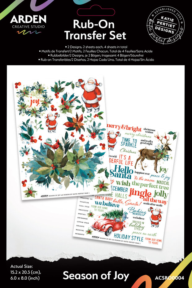 ACSRO0004 Season of Joy 6x8 Inch Rub-On Transfer Set