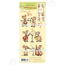 55.8306 Leane Creatief Acrylic Stamp - combi clear stamp Mice playing Music